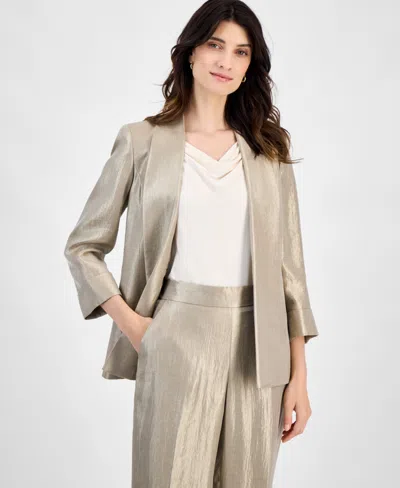 Kasper Women's Shimmer Twill Shawl-collar Open-front Topper In Multi