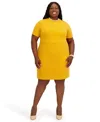 Kasper Women's Short Sleeve Crewneck Dress In Yellow