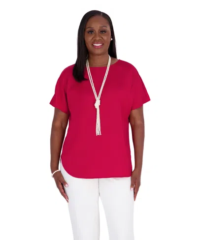 Kasper Women's Short-sleeve Boat-neck Blouse In Crimson