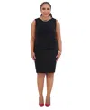 Kasper Women's Side-pleated Sleeveless Sheath Dress In Blk