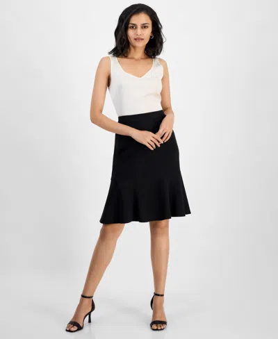 Kasper Women's Side-zip Flared Skirt, Regular & Petite Sizes In Black