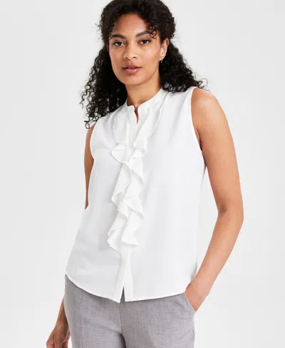 Kasper Women's Sleeveless Ruffle-neck Blouse, Regular & Petite In Vanilla Ice