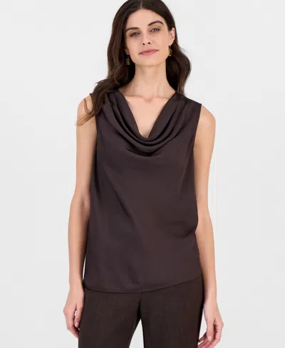 Kasper Women's Sleeveless Cowl Neck Draped Blouse In Purple