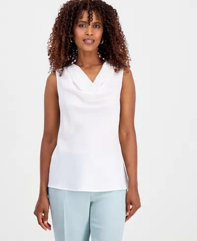 Kasper Women's Sleeveless Cowlneck Top In White