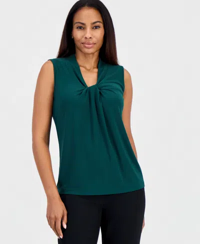 Kasper Women's Sleeveless Knot Neck Blouse In Green