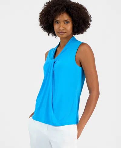 Kasper Women's Sleeveless Knotted-front Top In Blue