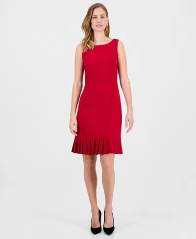 Kasper Women's Sleeveless Pleated-hem Sheath Dress In Red