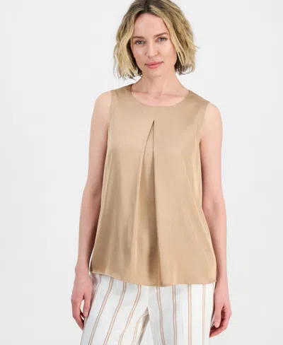 Kasper Women's Sleeveless Pleated Satin Top In Pink