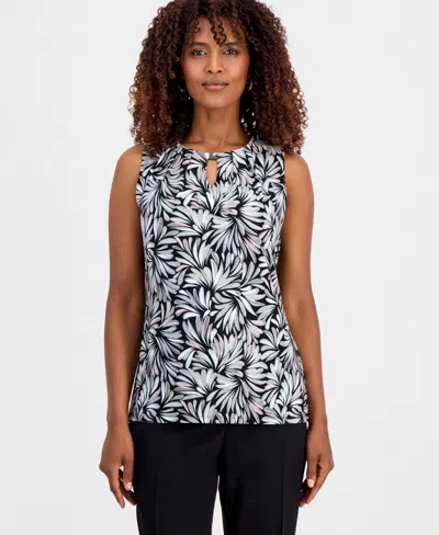 Kasper Women's Sleeveless Printed Keyhole Top In Multi