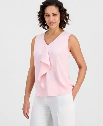Kasper Women's Sleeveless Ruffle-front Blouse In Pink