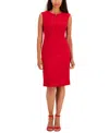 Kasper Notch Neckline Sleeveless Sheath Dress In Red