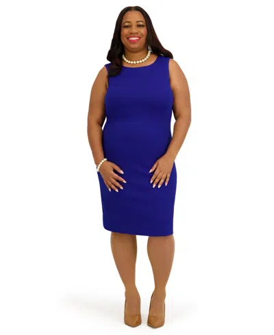 Kasper Women's Sleeveless Sheath Dress, Regular And Plus Size In Blue