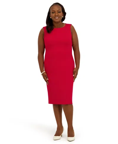 Kasper Women's Sleeveless Sheath Dress, Regular And Plus Size In Red