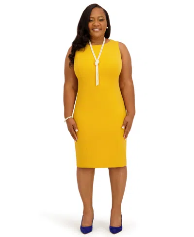 Kasper Women's Sleeveless Sheath Dress, Regular And Plus Size In Yellow