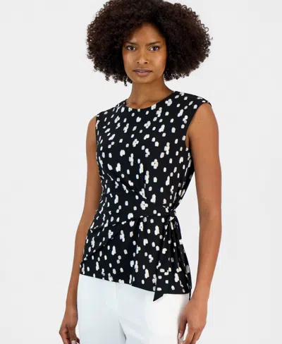 Kasper Women's Sleeveless Side-tie Top In Black