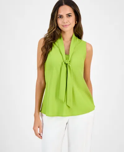 KASPER WOMEN'S SLEEVELESS TIE-NECK TOP, REGULAR & PETITE