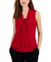 Kasper Tie Front Sleeveless Top In Red