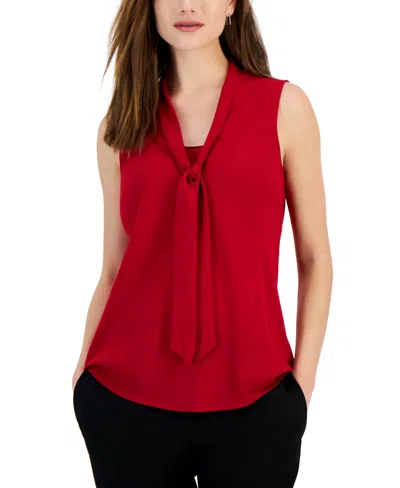 KASPER WOMEN'S SLEEVELESS TIE-NECK TOP, REGULAR & PETITE