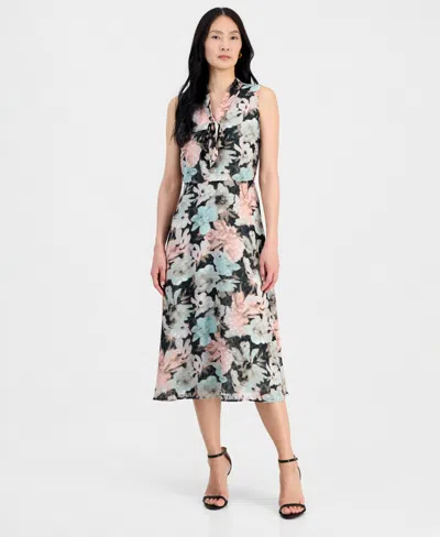 Kasper Women's Sleeveless Tie-front A-line Dress In Multi