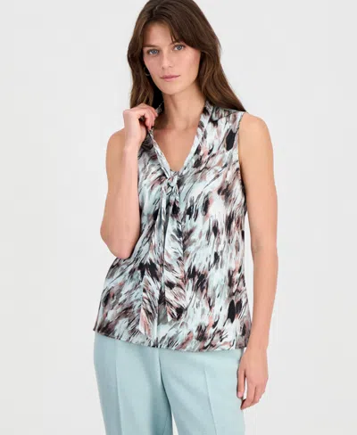 Kasper Women's Sleeveless Tie-front Top In Multi