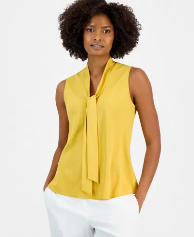 Kasper Women's Sleeveless Tie-neck Top In Yellow