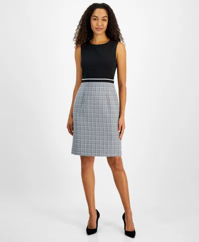 KASPER WOMEN'S SLEEVELESS TWEED SHEATH DRESS, REGULAR & PETITE