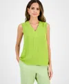 Kasper Plus Size Sleeveless V-neck Blouse In Kiwi