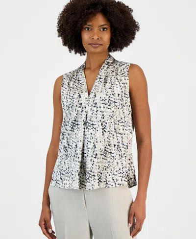 Kasper Women's Sleeveless V-neck Printed Top In Neutral
