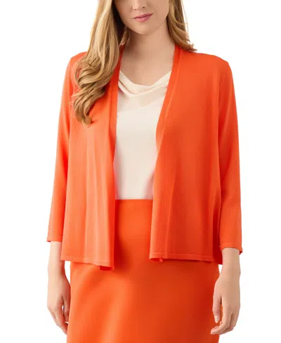 Kasper Women's Solid Soft-edge A-line Cardigan Sweater