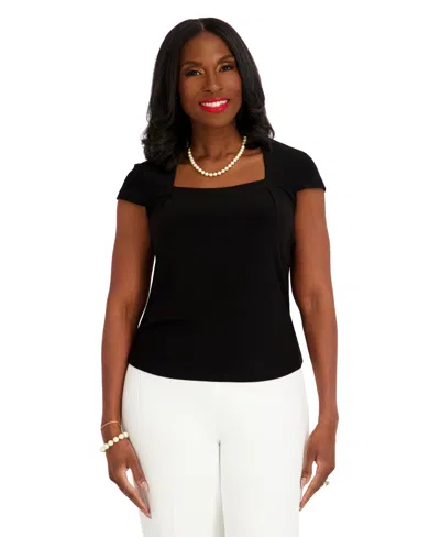 Kasper Women's Square Neck Short-sleeve Top In Black