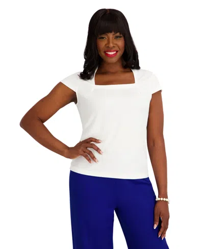 Kasper Women's Square Neck Short-sleeve Top In Neutral