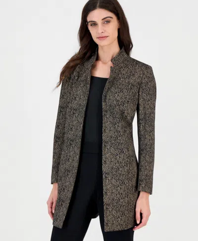Kasper Women's Stand-collar Jacquard Geometric-print Blazer In Black Multi