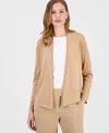 Kasper Women's Stitch-detail Open-front Cardigan In Neutral