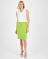 Kasper Women's Stretch-crepe Back-vent Skimmer Pencil Skirt In Green