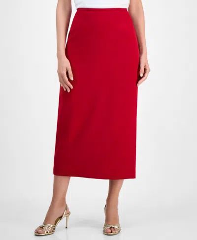 Kasper Women's Stretch Crepe Column Midi Skirt In Red