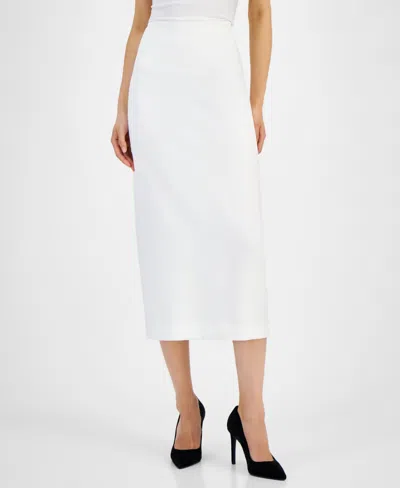 Kasper Women's Stretch Crepe Column Midi Skirt In White