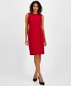 Kasper Women's Stretch-crepe Contrast-piping Sheath Dress In Fire Red,black