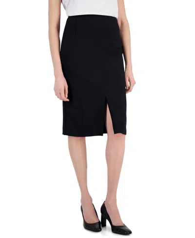 Kasper Women's Stretch Crepe Front-slit Pencil Skirt In Black