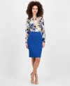 Kasper Women's Stretch-crepe Knee-length Pencil Skirt In Blue