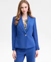 Kasper Stretch Crepe One-button Blazer In Blue