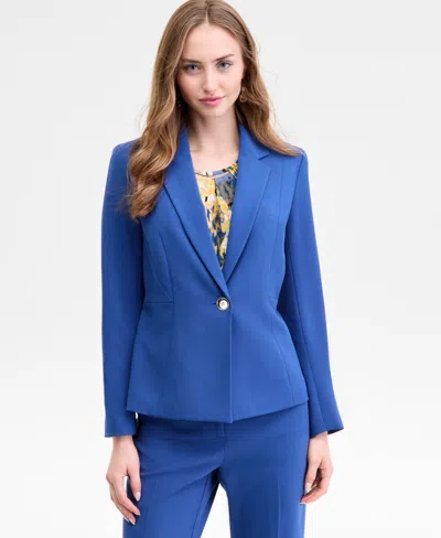 Kasper Women's Stretch-crepe One-button Seamed Jacket In Blue