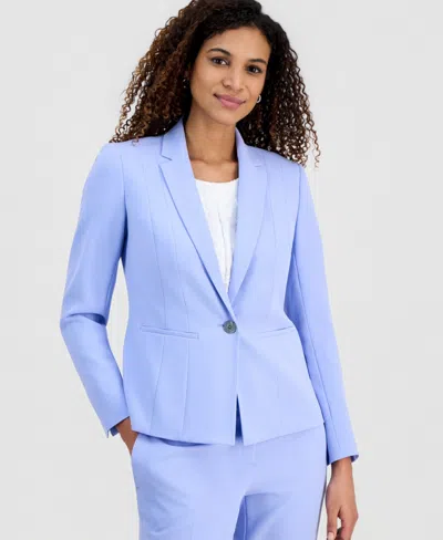 Kasper Women's Stretch Crepe One-button Panel Seamed Blazer, Regular & Petite In Paris Blue