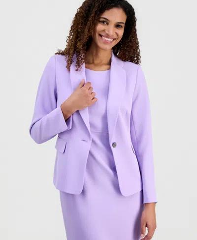 Kasper Women's Stretch Crepe One-button Petal-lapel Blazer, Regular & Petite In Lavender Mist