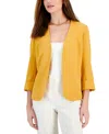 Kasper Women's Stretch Crepe Open-front Roll-sleeve Jacket, Regular & Petite