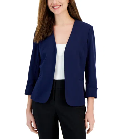 Kasper Women's Stretch Crepe Open-front Roll-sleeve Jacket, Regular & Petite
