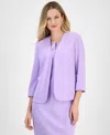 Kasper Women's Stretch Crepe Open-front Roll-sleeve Jacket, Regular & Petite In Lavender Mist