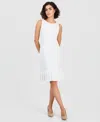 Kasper Women's Stretch-crepe Pleat-hem Sheath Dress, Regular & Petite In White