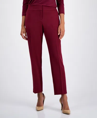 Kasper Women's Stretch Crepe Slim Leg Pant, Regular & Petite Sizes In Burgundy