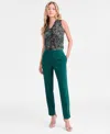 Kasper Women's Stretch Crepe Slim Leg Pant, Regular & Petite Sizes In Green