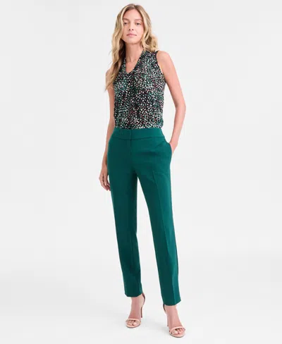 Kasper Women's Stretch Crepe Slim Leg Pant, Regular & Petite Sizes In Green